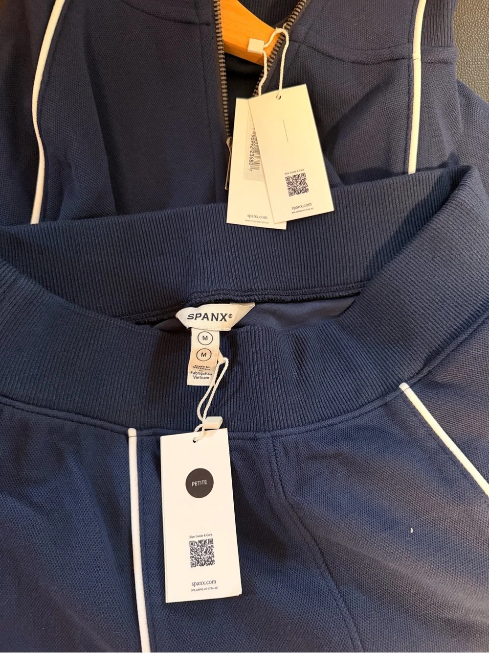 NWT SPANX AirEssentials Pique Track Jacket & Pants Set Navy MP